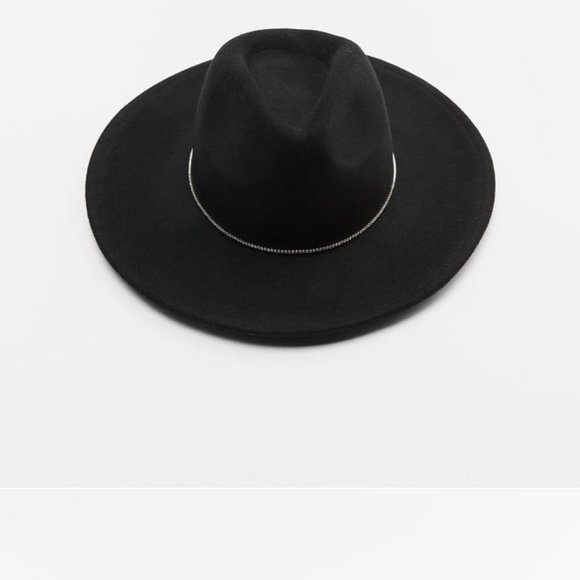 ZARA Women's Wool Rhinestone Felt Hat(Black, M) - Picture 2 of 7